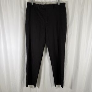Ralph Lauren Dress Pants Men's 32x30 Solid Black Flat Front Pockets Office Work